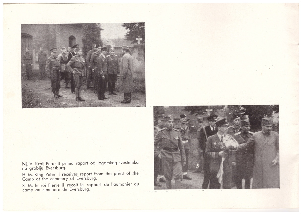 NJ.V.Kralj Petar II prima raport od logorskog sveštenika na groblju Eversburg
